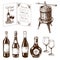 Vintage winery wine production handmade draft winemaking sketch fermentation grape drink vector illustration