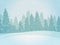 Vintage winter forest landscape. horizontal background