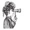 Vintage woman with binocular