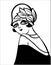 Vintage woman portrait in 1920s style fashion dress. Vector retro style flapper girl with hairdo and beads