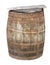 Vintage wood cask on white background