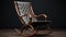 Vintage Wood Rocking Chair With Leather Upholstery - 3d Model