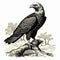 Vintage Woodcut Engraving Of Eagle: Dark Academia Halloween Clipart