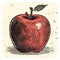 Vintage Woodcut Illustration Of Red Apple