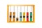 Vintage wooden abacus with colorful isolated elements on white background
