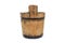 Vintage wooden bucket on white background