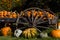 Vintage Wooden Cart with Wheels - Pumpkins - Vermont