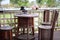 Vintage wooden chairs, vintage style, sitting corner, outdoor coffee break