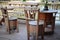 Vintage wooden chairs, vintage style, sitting corner, outdoor coffee break