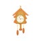 Vintage wooden cuckoo clock icon, cartoon style