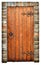 Vintage wooden door on brick wall