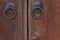 Vintage wooden door, close up concept photo. Security, metal.