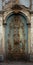 Vintage Wooden Door With Ornamental Structures In Turquoise And Gold