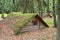 vintage wooden dugouts on the territory of historical complex Partizanen camp in Stankovoâ€‹â€‹,, Belarus.