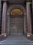 Vintage wooden entrance doors to city building