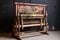 vintage wooden loom with woven tapestry