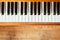 Vintage wooden piano keys, wooden blurry floor
