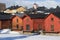 Vintage wooden red barns. Porvoo, Finland