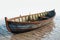 Vintage wooden rowboat exudes coastal charm, evoking nautical allure