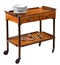 Vintage wooden serving trolley on wheels