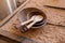 Vintage  wooden spoons and plates in the courtyard of the Crusader fortress of the old city of Acre in northern Israel