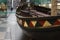 Vintage wooden stern close up, boat of Peter the Great in a museum