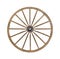 Vintage wooden wagon wheel isolated.