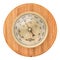 Vintage wooden wall clock with barometer on a white background