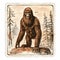 Vintage Woodland Bigfoot Stamp - High Quality 1900s Illustration