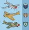 Vintage world war II fighter planes set 1