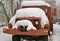 Vintage wrecker covered with snow