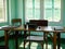 Vintage Writer`s Desk and Typewriter