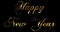 Vintage yellow gold metallic happy new year 2018, 2019, 2020, 2021, 2022 word text with light reflex on black background