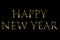 Vintage yellow gold metallic happy new year 2018, 2019, 2020, 2021, 2022 word text with light reflex on black background with alph