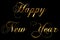 Vintage yellow gold metallic happy new year 2018, 2019, 2020, 2021, 2022 word text with light reflex on black background with alph