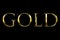 Vintage yellow golden metallic with gold word text series symbol sign on black background, concept of golden luxury decoration