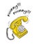 Vintage yellow telephone hand drawn illustration