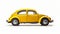 Vintage Yellow Volkswagen Beetle On White Background