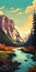 Vintage Yosemite National Park Landscape Poster In Lofi Design