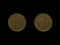 Vintage Yugoslavian 5 dinar coins on a black background.