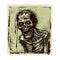 Vintage Zombie Stamp Illustration With Webcam Photography Style