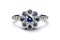 A Vintageinspired Ring A Cluster Of Sapphires In A Halo Of Diamonds White Background. Generative AI