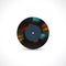 Vinyl disc 7 inch EP with colorful grooves, shiny tracks