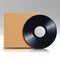 Vinyl Disc In A Case. Blank Isolated White Background. Realistic Empty Template Of A Music Record Plate With Classic Blank Cover E