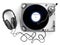 Vinyl dj player with headphones. Turntable