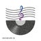 Vinyl music abstract plate, with musical clef, retro, template.