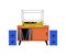 Vinyl player. Cartoon retro analog turntable record rotating disk on sideboard, old school audiophile music device, home