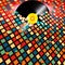 Vinyl record breaking coloured tiles background