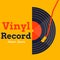 Vinyl record music vector with yellow background graphic