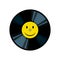 Vinyl record with yellow smile pop art vector